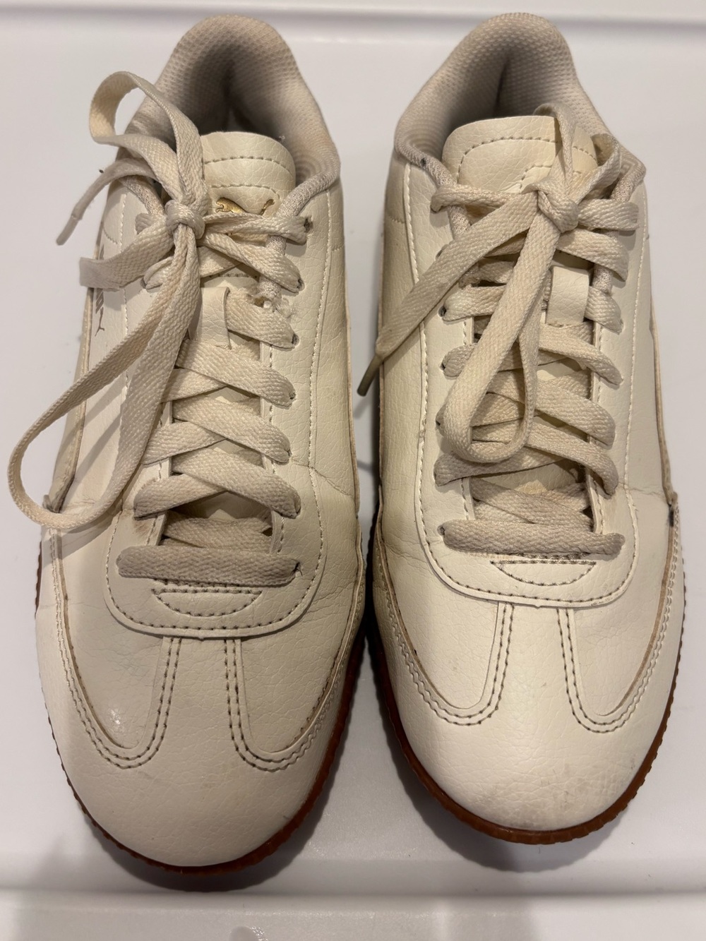Puma Women's Cream Lace-Up Sneakers